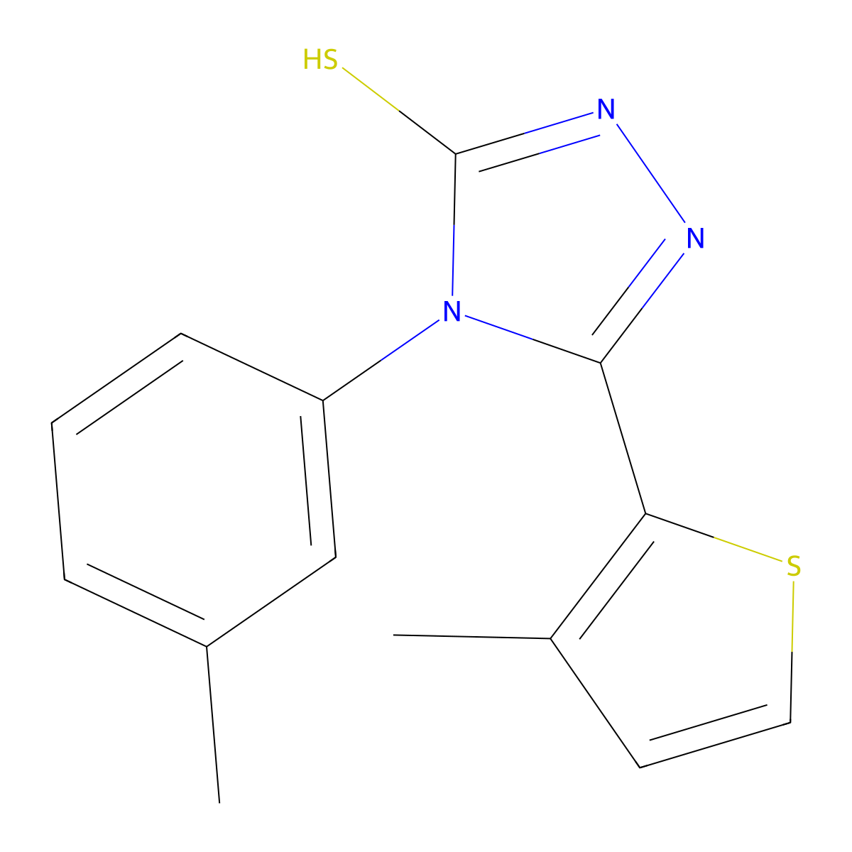 4-(3-methylphenyl)-3-(3-methylthiophen-2-yl)-1H-1,2,4-triazole-5-thione molecular structure, CAS 438232-83-8