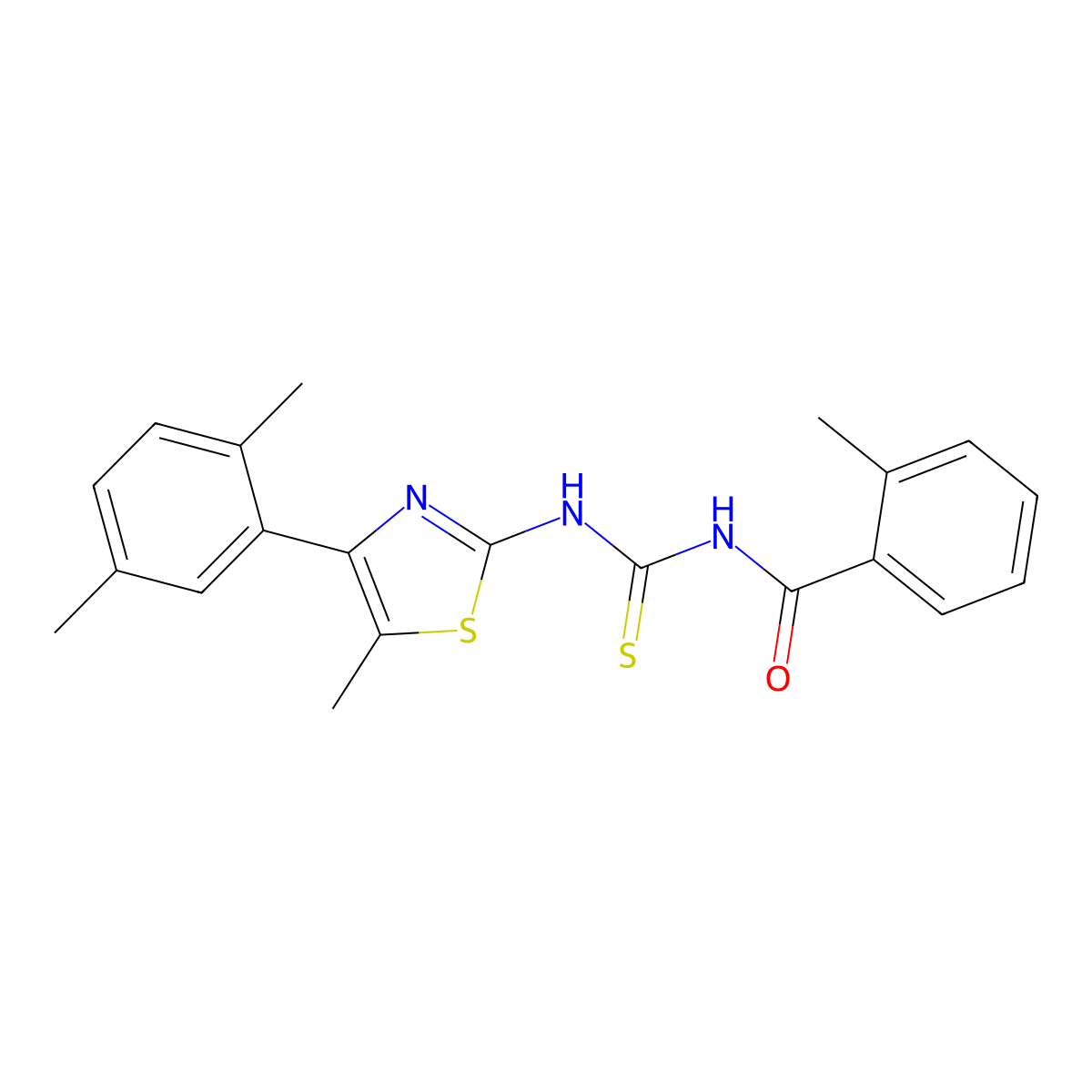 N-[[4-(2,5-dimethylphenyl)-5-methyl-1,3-thiazol-2-yl]carbamothioyl]-2-methylbenzamide molecular structure, CAS 438232-86-1