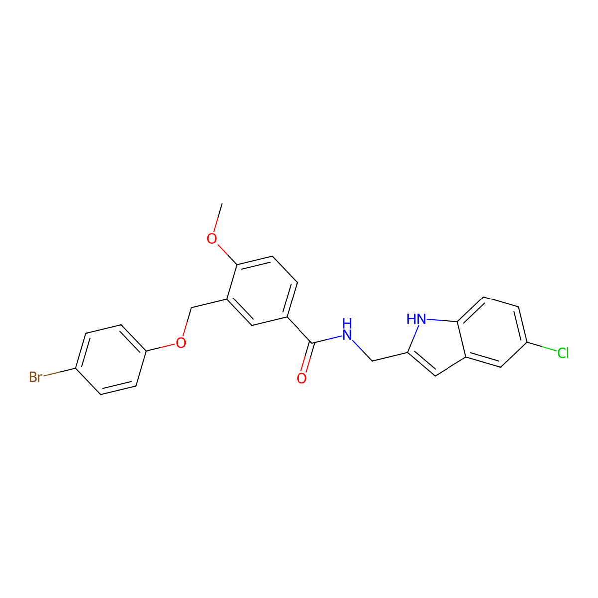 3-[(4-bromophenoxy)methyl]-N-[(5-chloro-1H-indol-2-yl)methyl]-4-methoxybenzamide molecular structure, CAS 438232-89-4