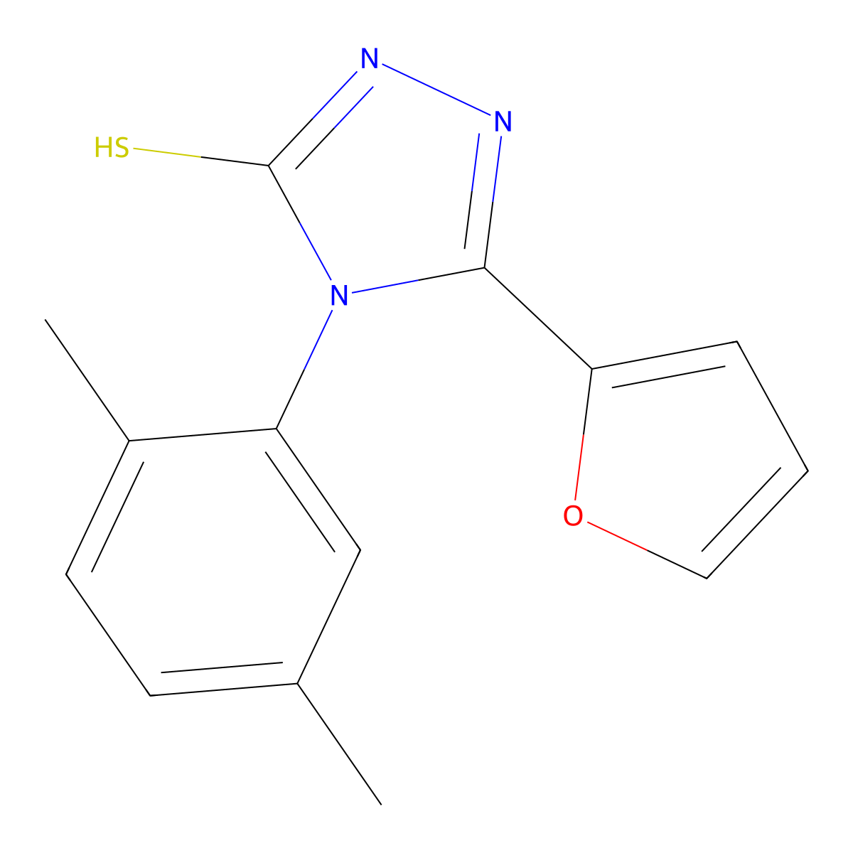 4-(2,5-dimethylphenyl)-3-(furan-2-yl)-1H-1,2,4-triazole-5-thione molecular structure, CAS 438232-90-7