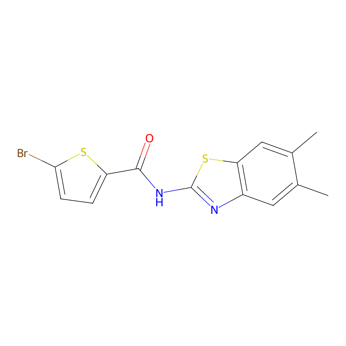 5-bromo-N-(5,6-dimethyl-1,3-benzothiazol-2-yl)thiophene-2-carboxamide molecular structure, CAS 438232-98-5