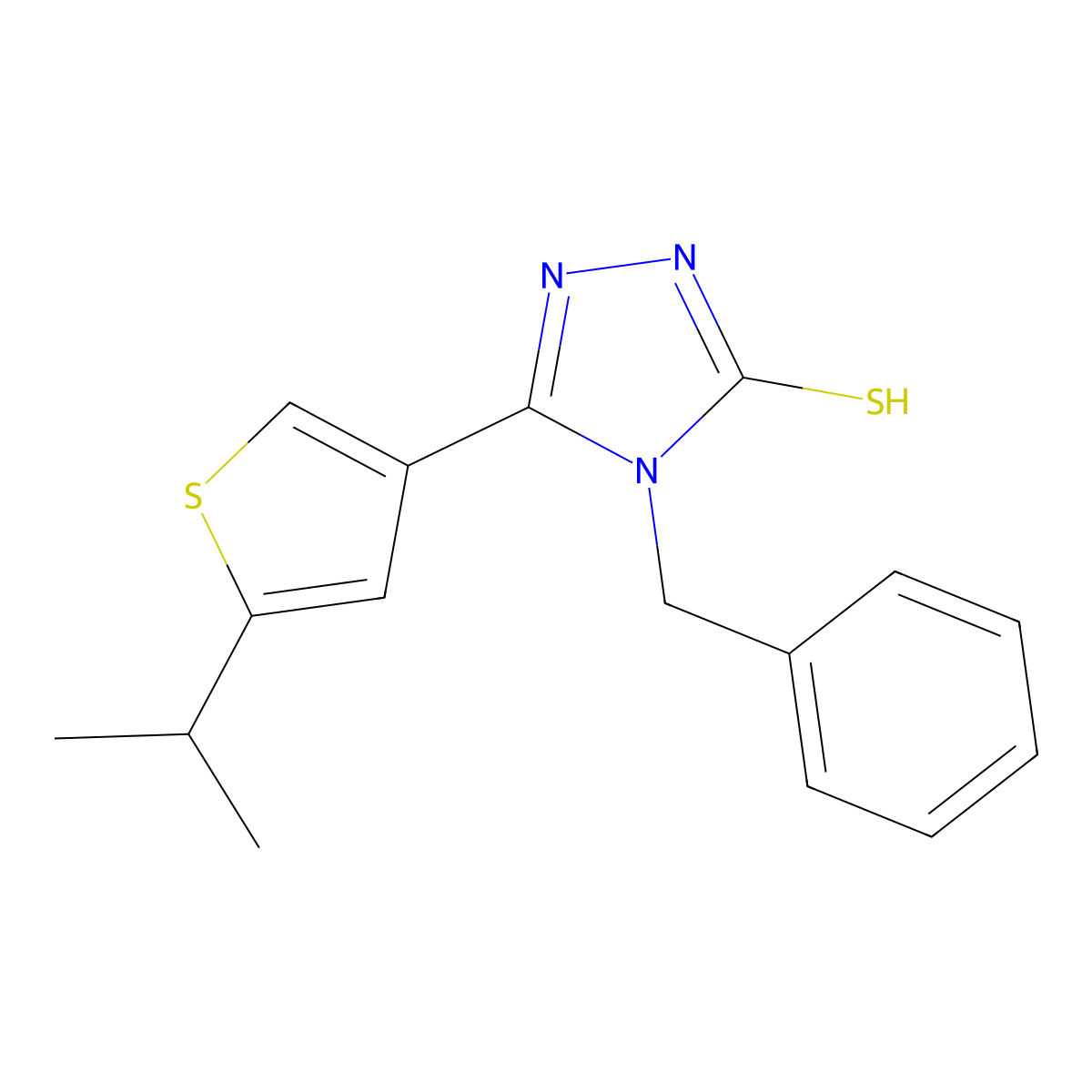 4-benzyl-5-(5-isopropyl-3-thienyl)-4H-1,2,4-triazol-3-yl hydrosulfide molecular structure, CAS 438233-06-8