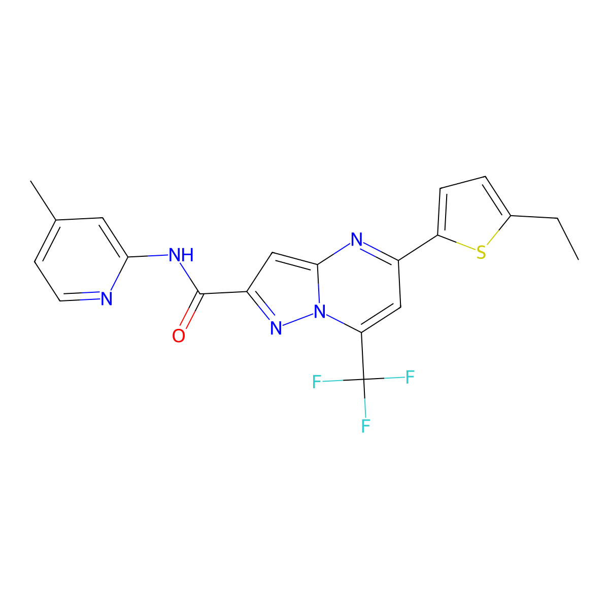 5-(5-ethylthiophen-2-yl)-N-(4-methylpyridin-2-yl)-7-(trifluoromethyl)pyrazolo[1,5-a]pyrimidine-2-carboxamide molecular structure, CAS 438233-17-1