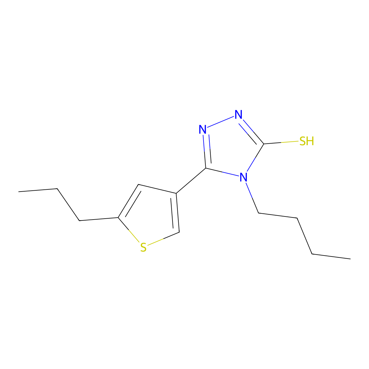 4-butyl-3-(5-propylthiophen-3-yl)-1H-1,2,4-triazole-5-thione molecular structure, CAS 438233-21-7