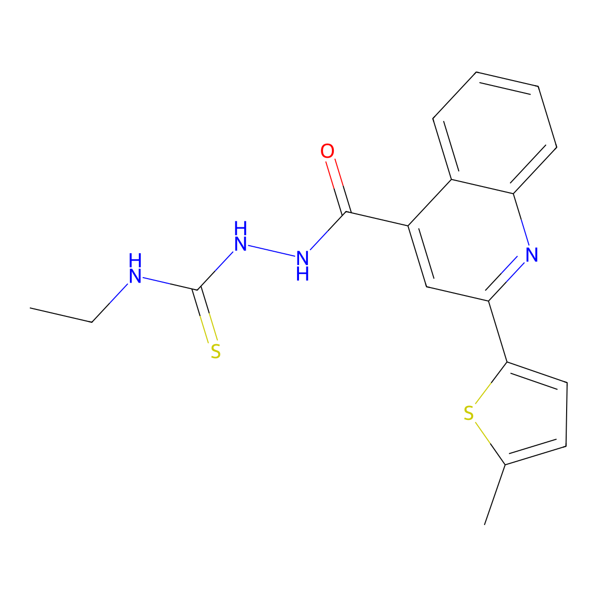 1-Ethyl-3-[[2-(5-methylthiophen-2-yl)quinoline-4-carbonyl]amino]thiourea molecular structure, CAS 438233-31-9