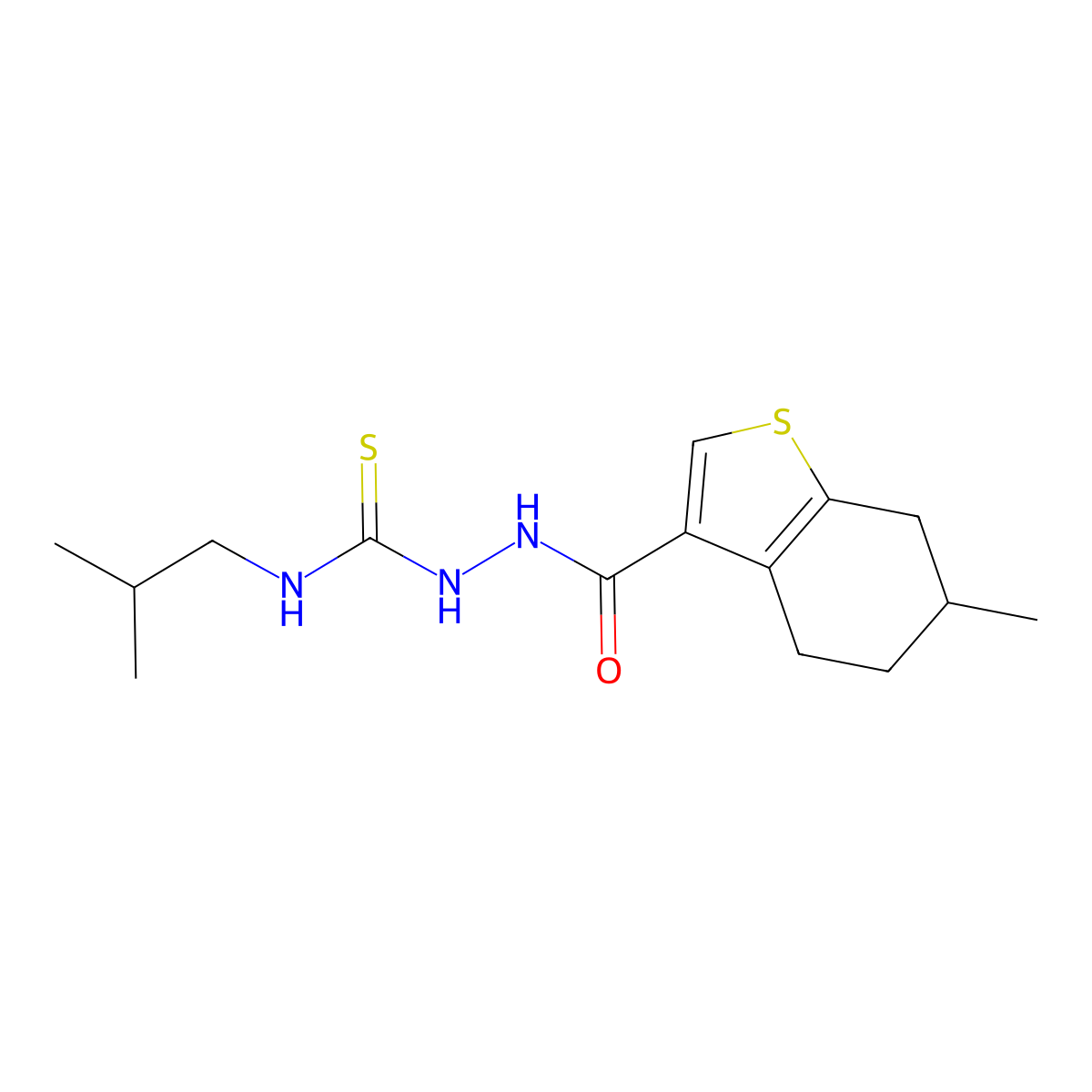 N-isobutyl-2-[(6-methyl-4,5,6,7-tetrahydro-1-benzothien-3-yl)carbonyl]hydrazinecarbothioamide molecular structure, CAS 438233-36-4