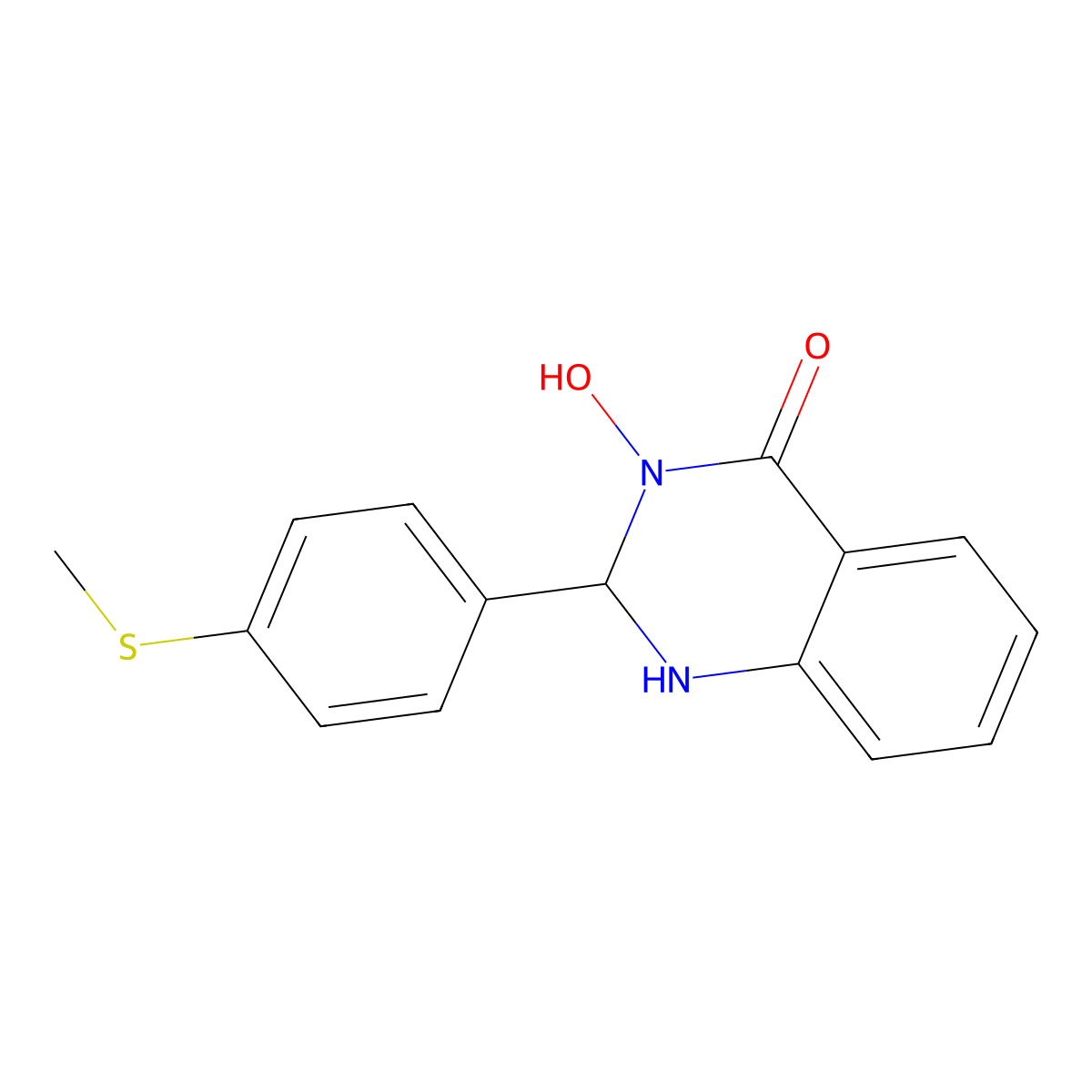 3-Hydroxy-2-(4-methylsulfanylphenyl)-1,2-dihydroquinazolin-4-one molecular structure, CAS 438233-40-0