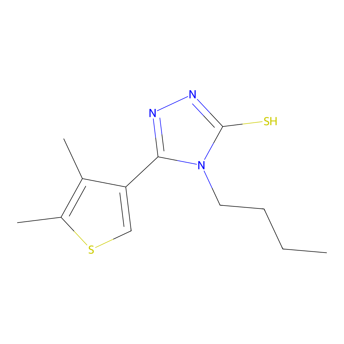 4-butyl-3-(4,5-dimethylthiophen-3-yl)-1H-1,2,4-triazole-5-thione molecular structure, CAS 438233-42-2
