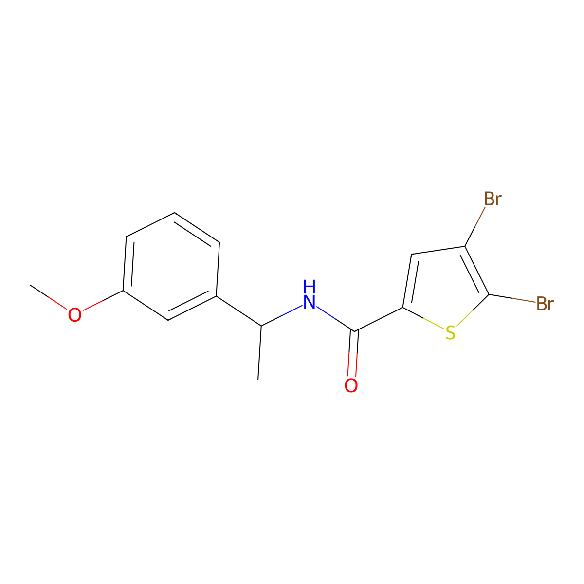 4,5-dibromo-N-[1-(3-methoxyphenyl)ethyl]thiophene-2-carboxamide molecular structure, CAS 438233-43-3
