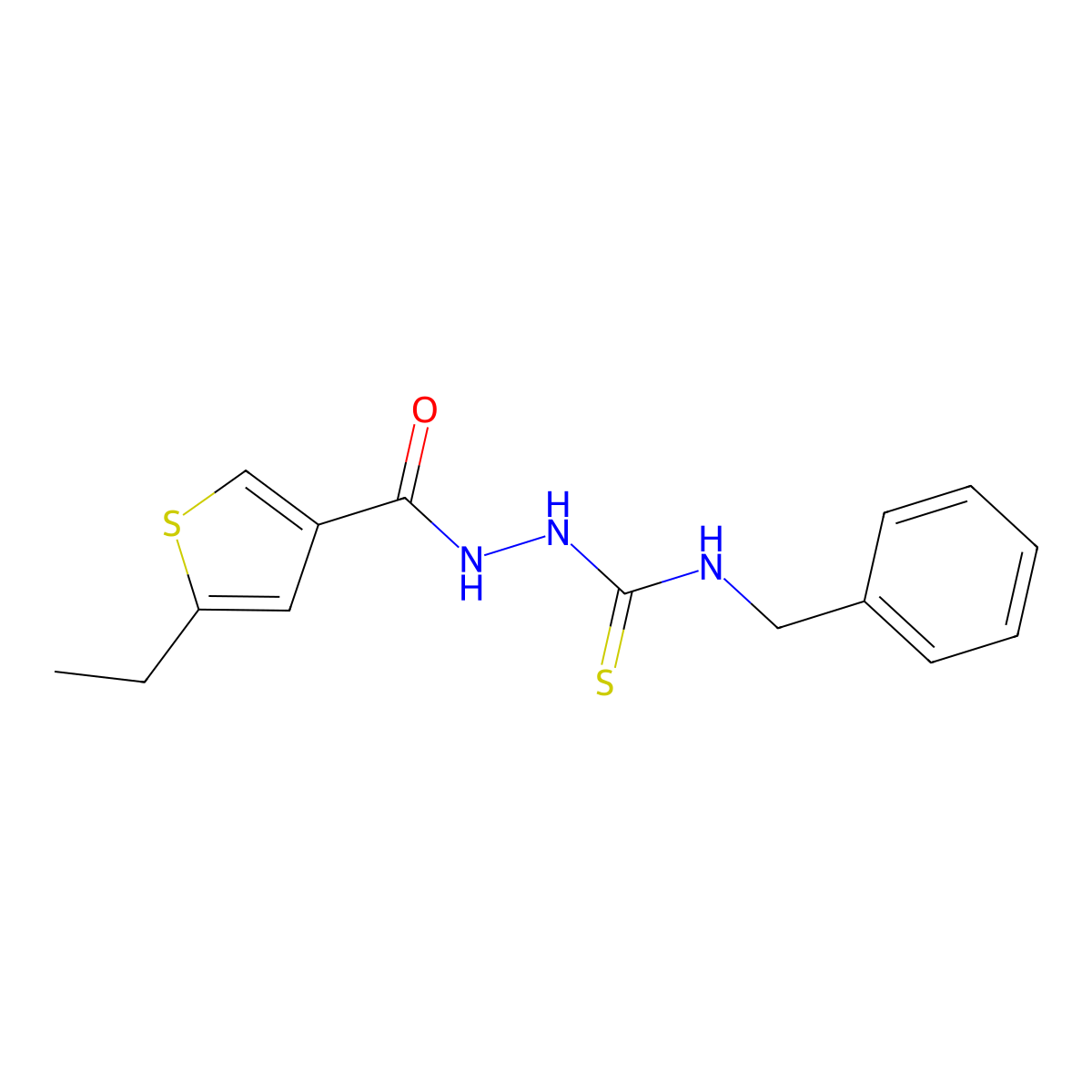 1-Benzyl-3-[(5-ethylthiophene-3-carbonyl)amino]thiourea molecular structure, CAS 438233-45-5