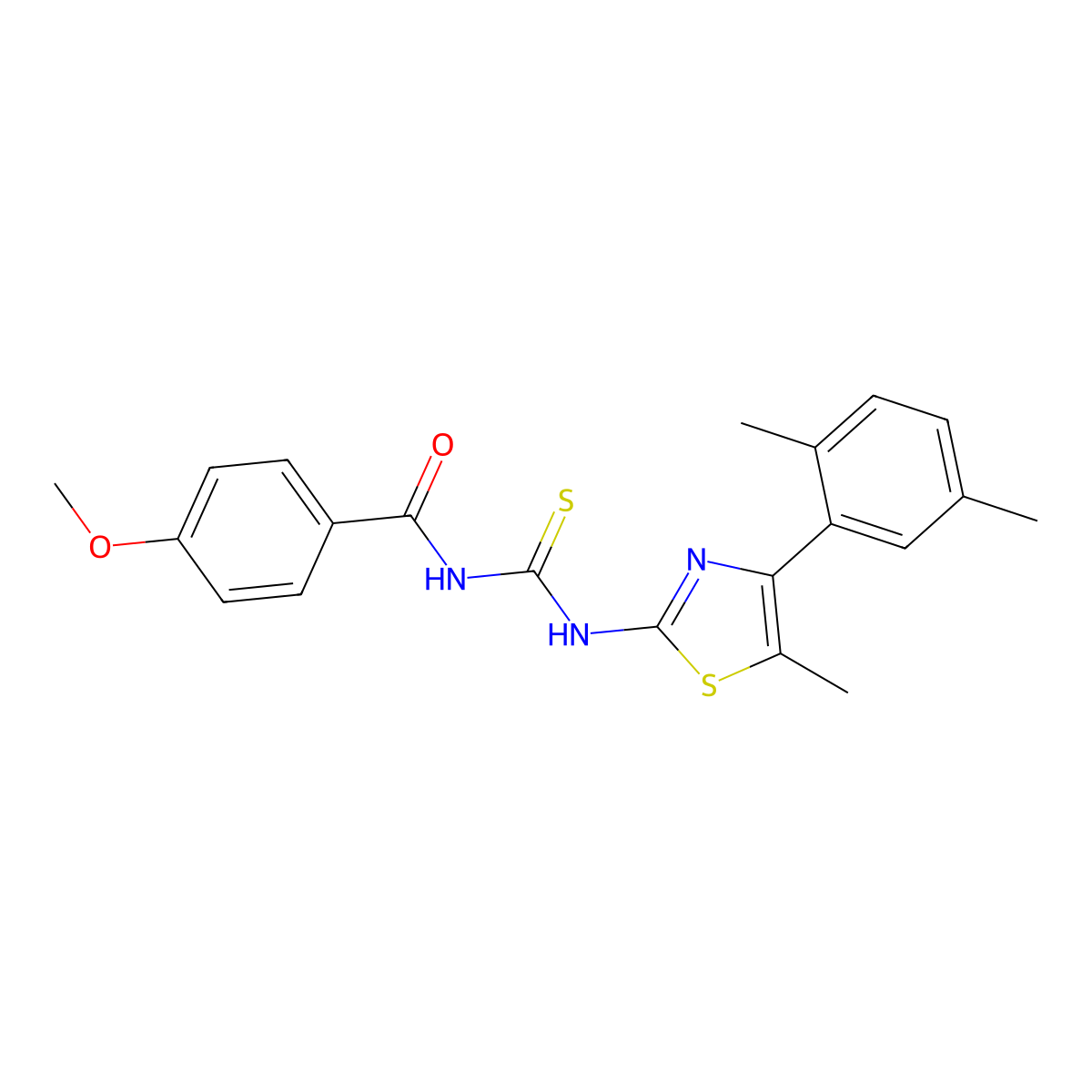 N-[[4-(2,5-dimethylphenyl)-5-methyl-1,3-thiazol-2-yl]carbamothioyl]-4-methoxybenzamide molecular structure, CAS 438233-48-8