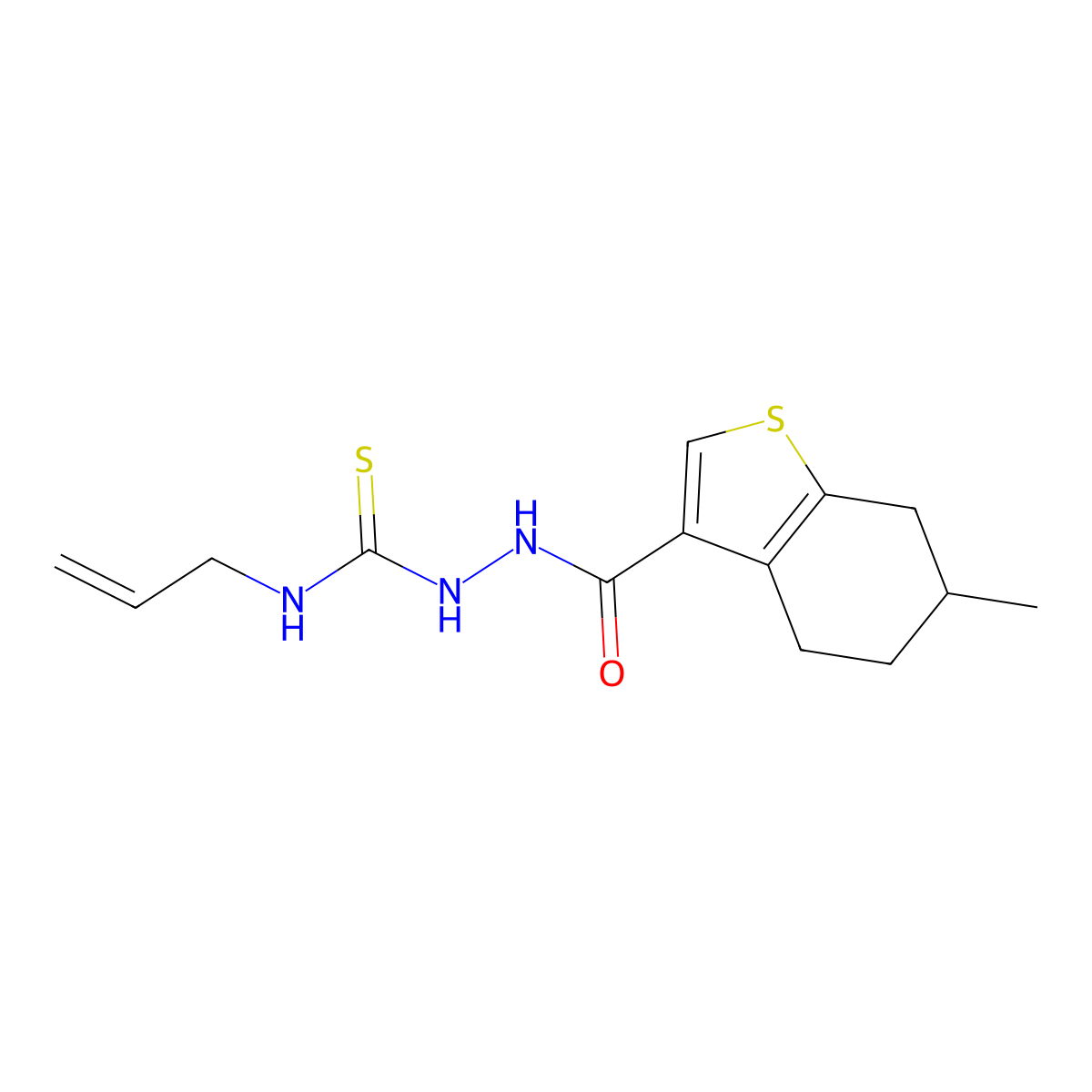 1-[(6-Methyl-4,5,6,7-tetrahydro-1-benzothiophene-3-carbonyl)amino]-3-prop-2-enylthiourea molecular structure, CAS 438233-52-4