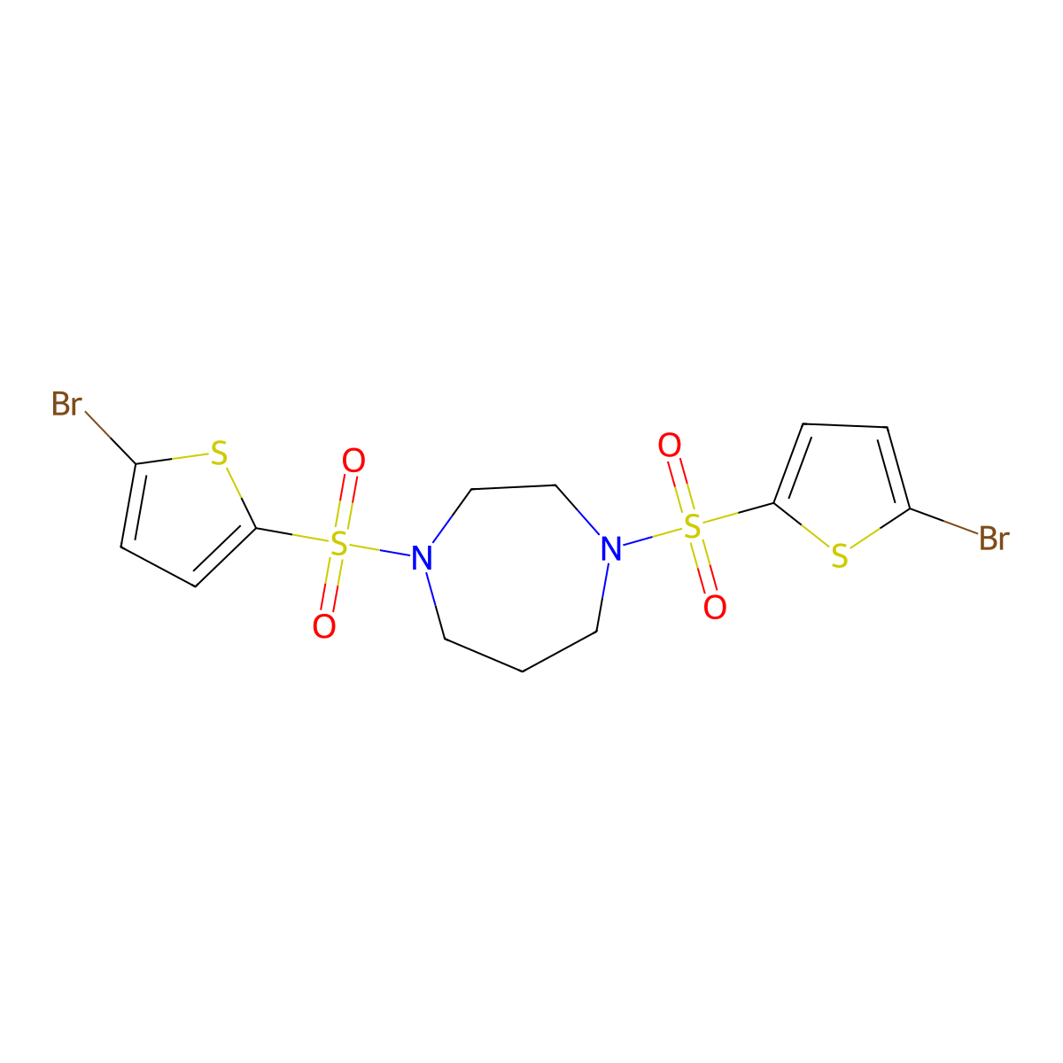 1,4-Bis[(5-bromothiophen-2-yl)sulfonyl]-1,4-diazepane molecular structure, CAS 438233-54-6