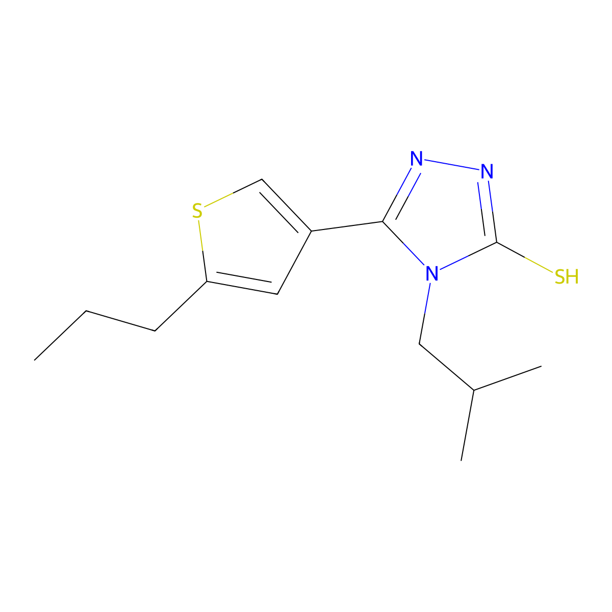 4-isobutyl-5-(5-propyl-3-thienyl)-4H-1,2,4-triazol-3-yl hydrosulfide molecular structure, CAS 438233-63-7