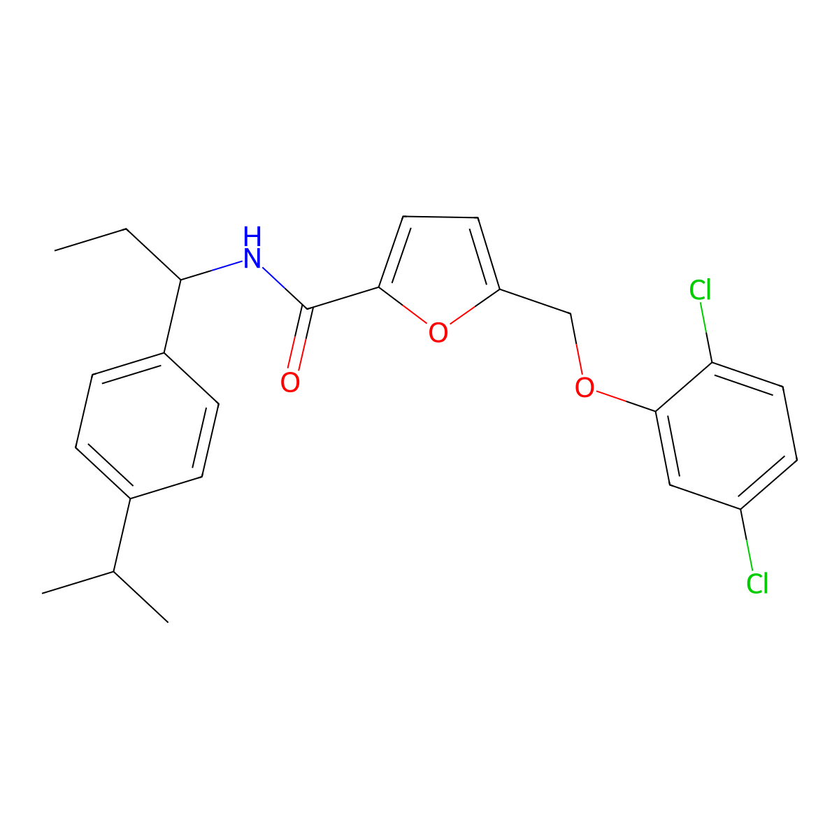 5-[(2,5-dichlorophenoxy)methyl]-N-[1-(4-isopropylphenyl)propyl]-2-furamide molecular structure, CAS 438233-83-1
