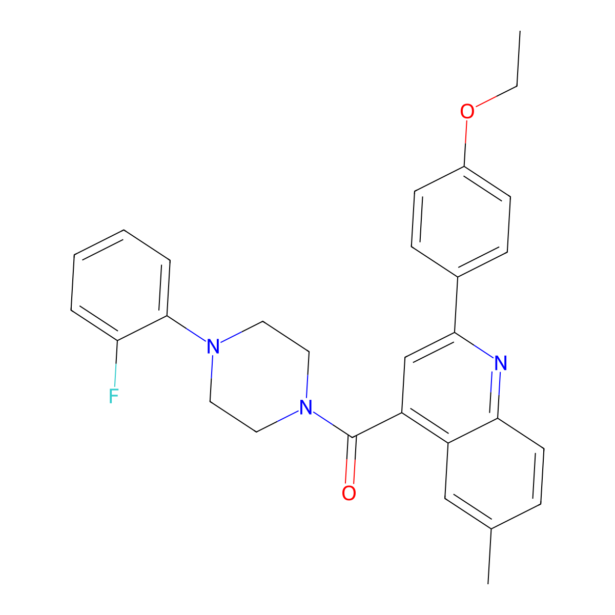 [2-(4-Ethoxyphenyl)-6-methylquinolin-4-yl]-[4-(2-fluorophenyl)piperazin-1-yl]methanone molecular structure, CAS 438233-84-2