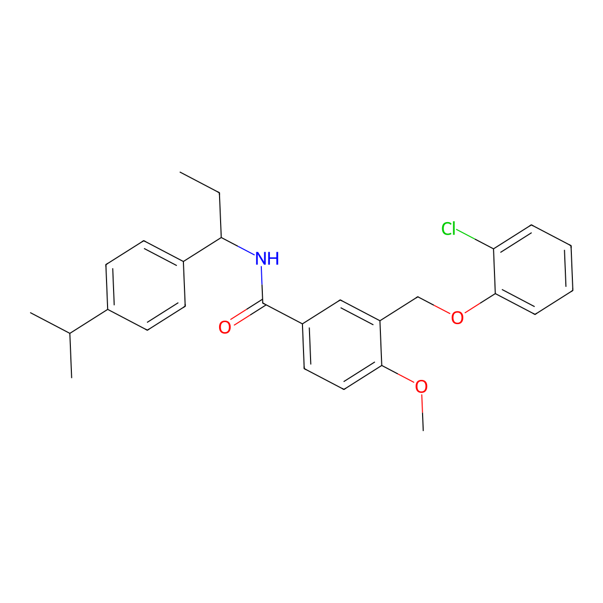 3-[(2-chlorophenoxy)methyl]-N-[1-(4-isopropylphenyl)propyl]-4-methoxybenzamide molecular structure, CAS 438233-86-4