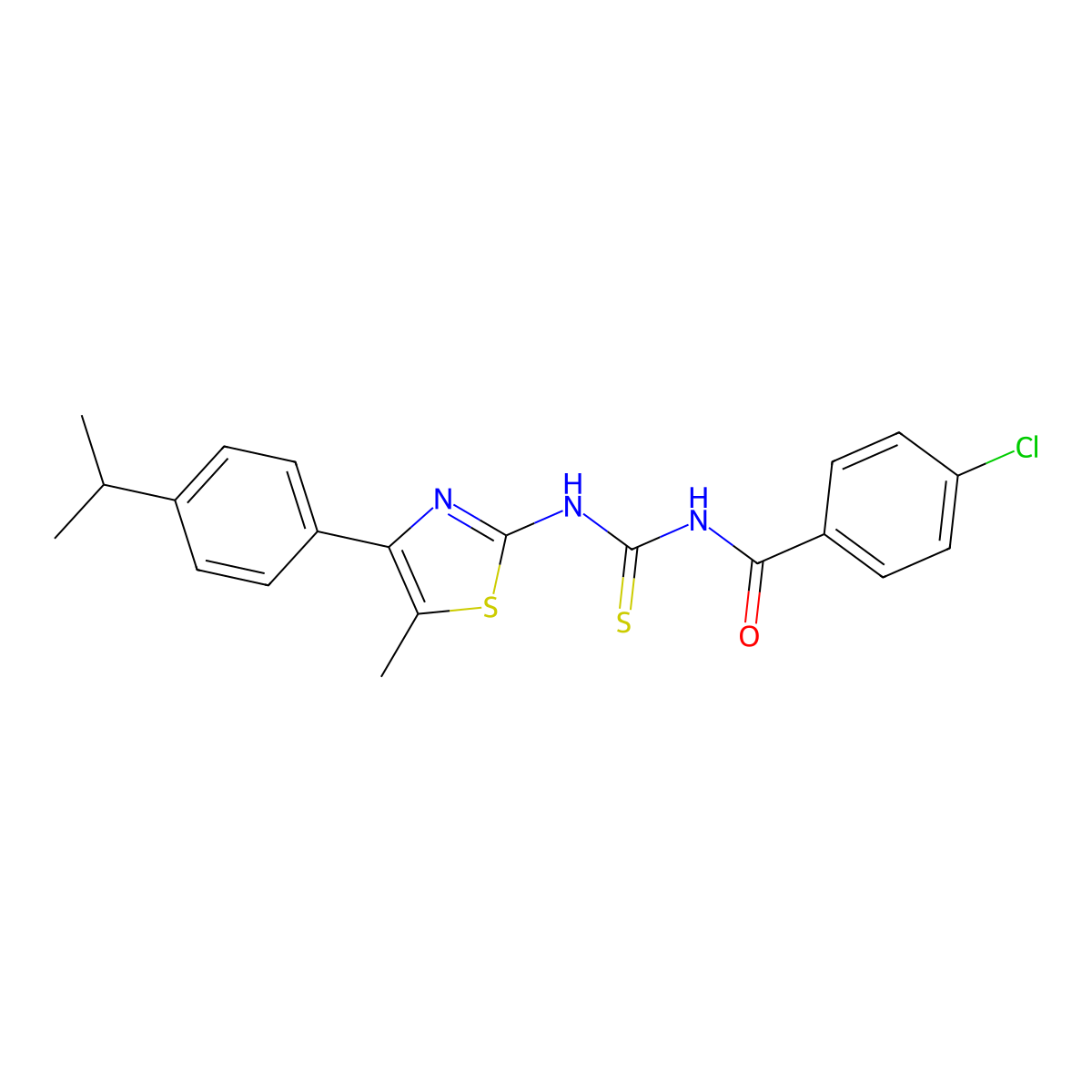 N-(4-chlorobenzoyl)-N'-[4-(4-isopropylphenyl)-5-methyl-1,3-thiazol-2-yl]thiourea molecular structure, CAS 438233-90-0
