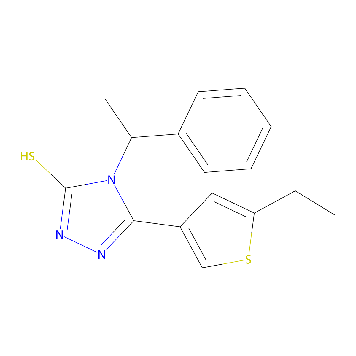 3-(5-ethylthiophen-3-yl)-4-(1-phenylethyl)-1H-1,2,4-triazole-5-thione molecular structure, CAS 438233-91-1