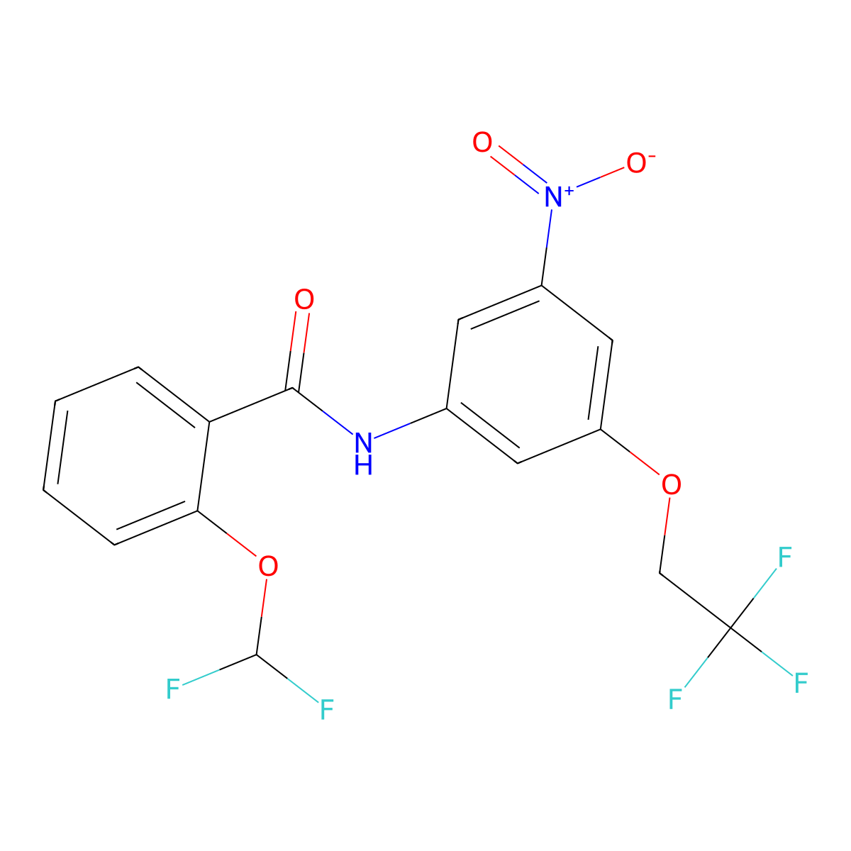 2-(difluoromethoxy)-N-[3-nitro-5-(2,2,2-trifluoroethoxy)phenyl]benzamide molecular structure, CAS 438233-97-7