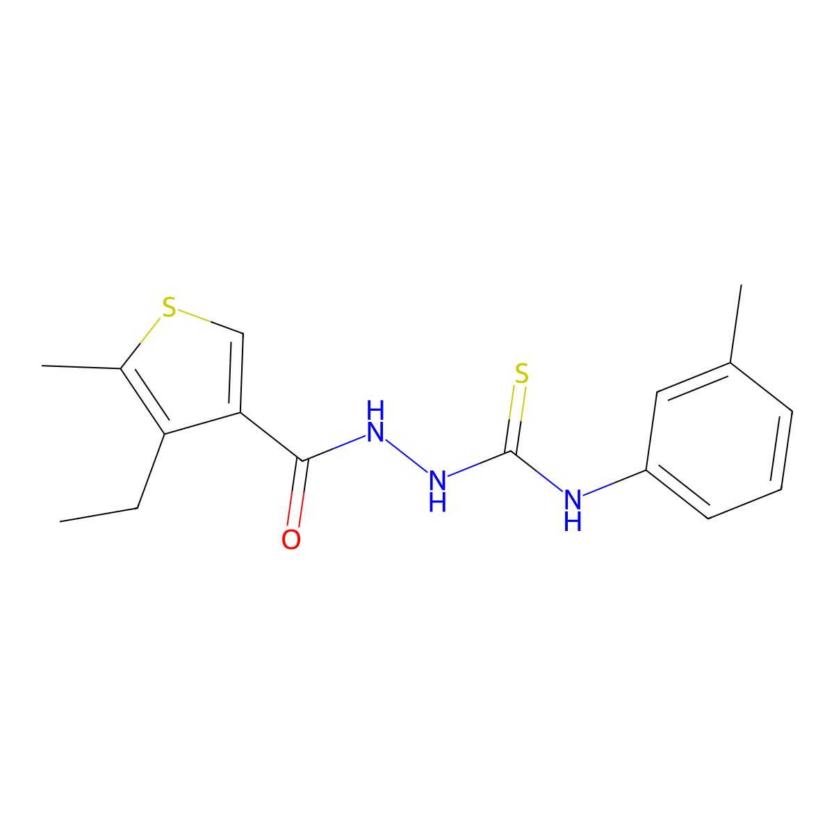 1-[(4-Ethyl-5-methylthiophene-3-carbonyl)amino]-3-(3-methylphenyl)thiourea molecular structure, CAS 438234-03-8