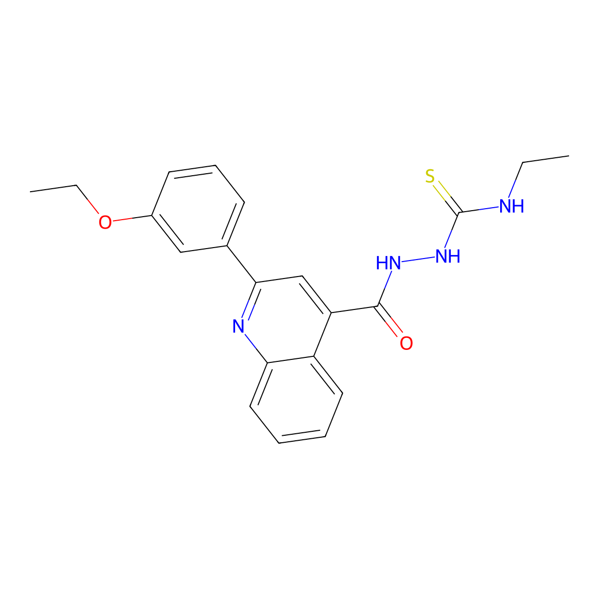 2-(3-Ethoxyphenyl)-4-quinolinecarboxylic acid 2-((ethylamino)thioxomethyl)hydrazide molecular structure, CAS 438234-10-7
