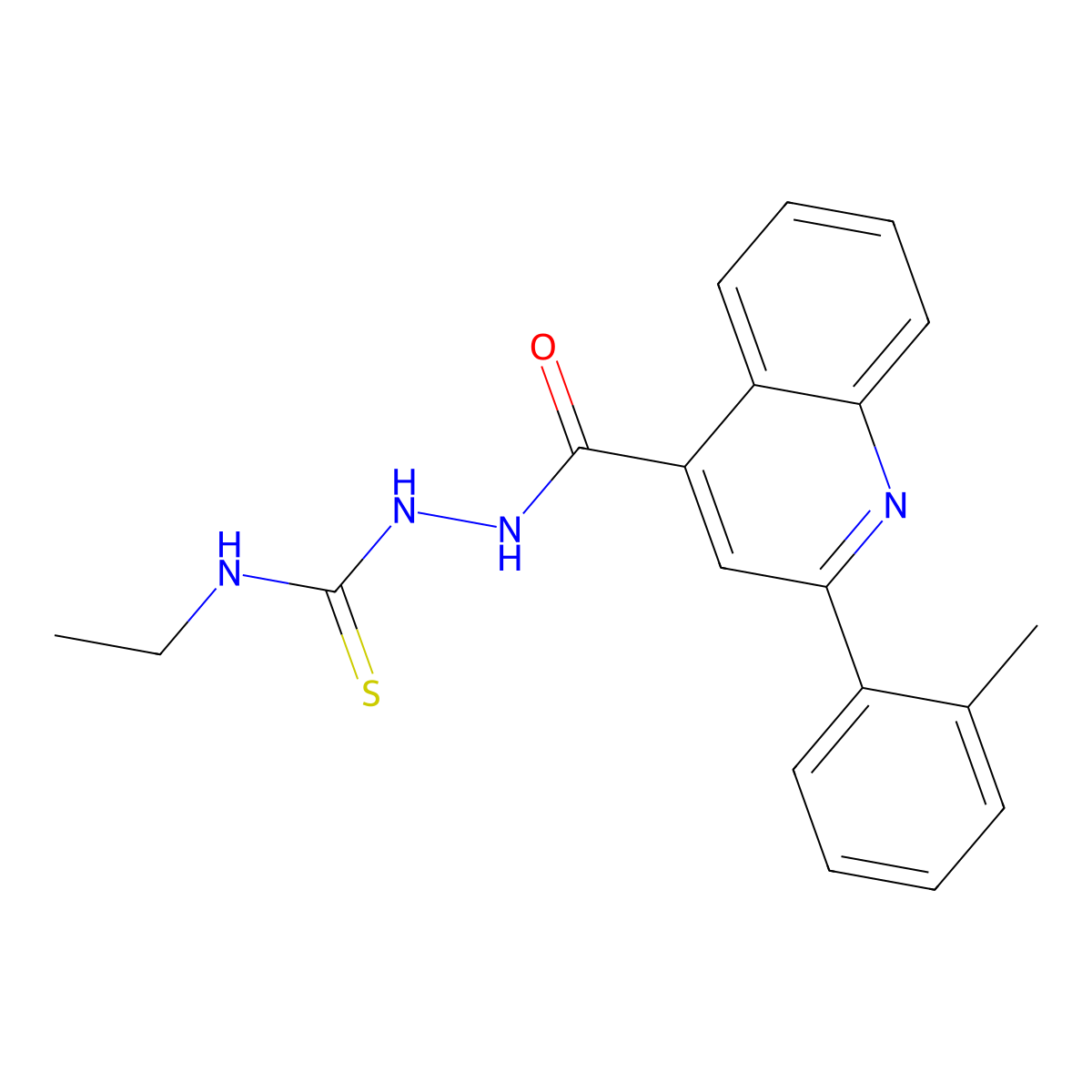 1-Ethyl-3-[[2-(2-methylphenyl)quinoline-4-carbonyl]amino]thiourea molecular structure, CAS 438234-12-9