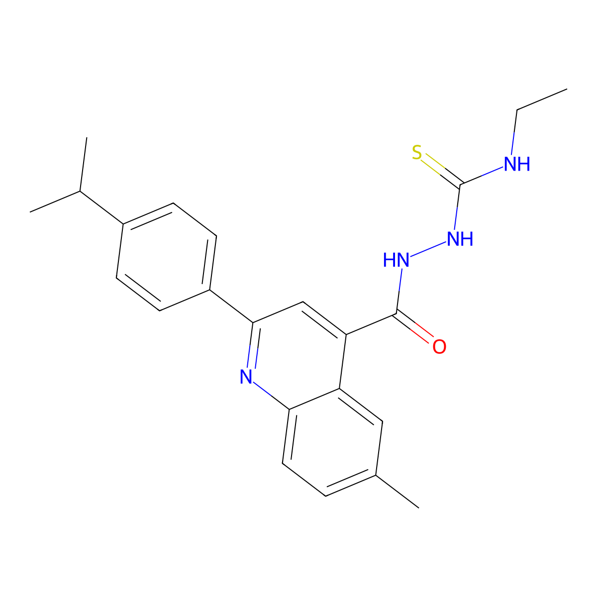 1-Ethyl-3-[[6-methyl-2-(4-propan-2-ylphenyl)quinoline-4-carbonyl]amino]thiourea molecular structure, CAS 438234-14-1