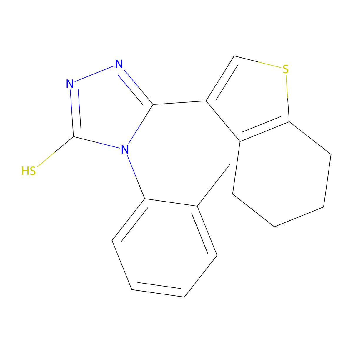 4-(2-methylphenyl)-3-(4,5,6,7-tetrahydro-1-benzothiophen-3-yl)-1H-1,2,4-triazole-5-thione molecular structure, CAS 438234-16-3