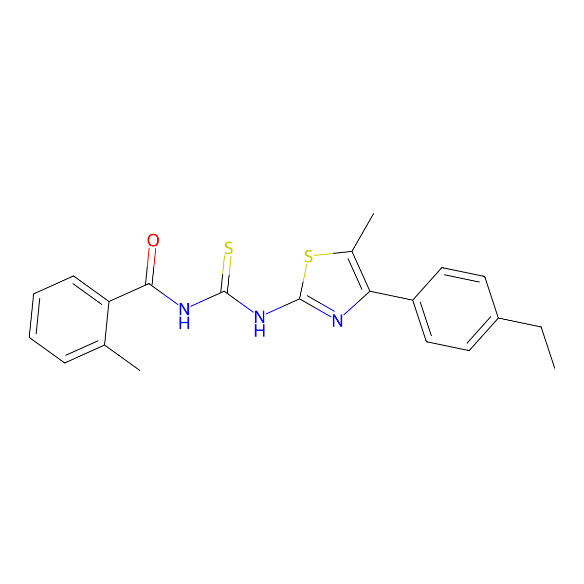 N-[[4-(4-ethylphenyl)-5-methyl-1,3-thiazol-2-yl]carbamothioyl]-2-methylbenzamide molecular structure, CAS 438234-24-3