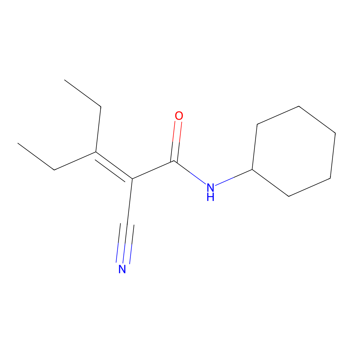 2-cyano-N-cyclohexyl-3-ethyl-2-pentenamide molecular structure, CAS 438234-25-4