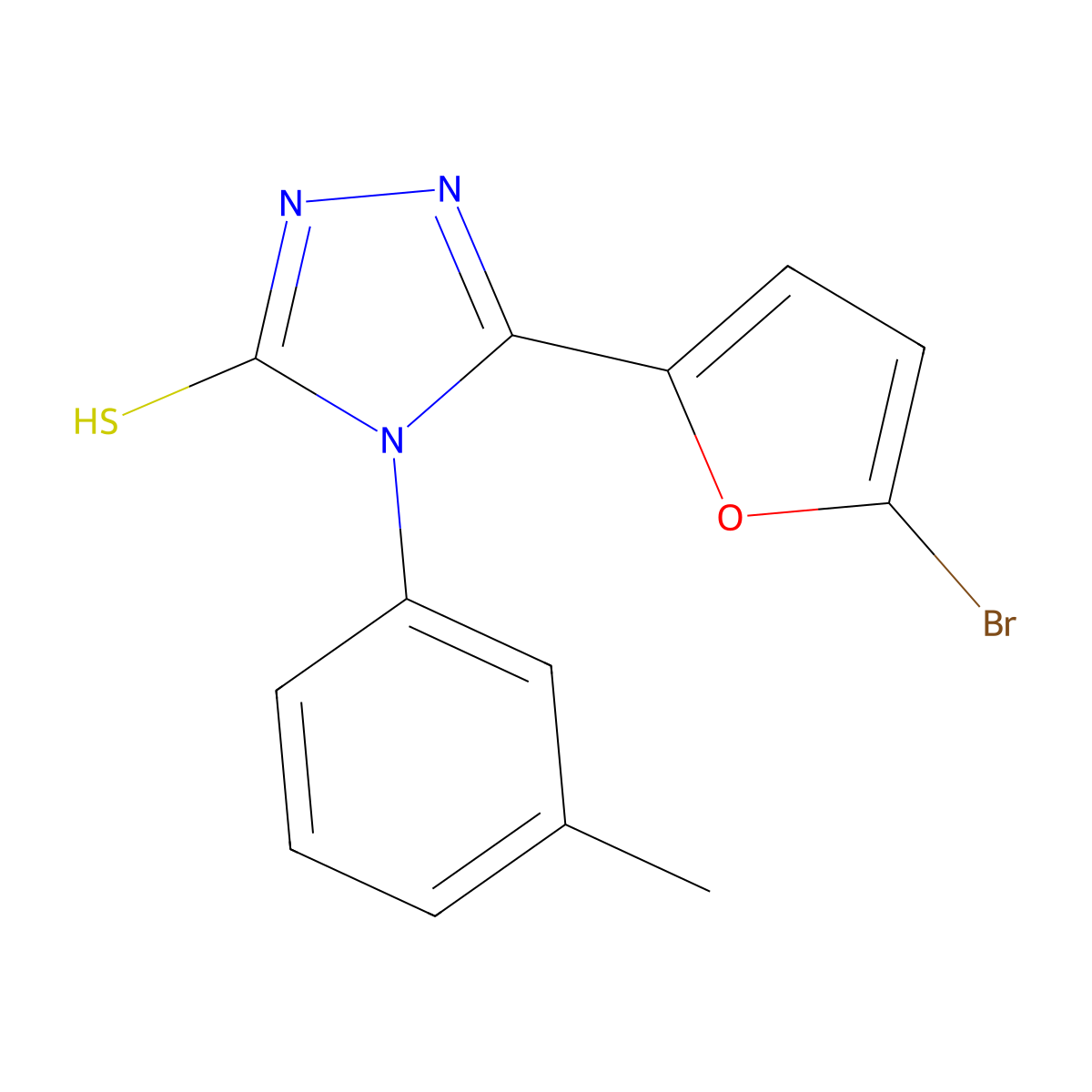 3-(5-bromofuran-2-yl)-4-(3-methylphenyl)-1H-1,2,4-triazole-5-thione molecular structure, CAS 438234-26-5