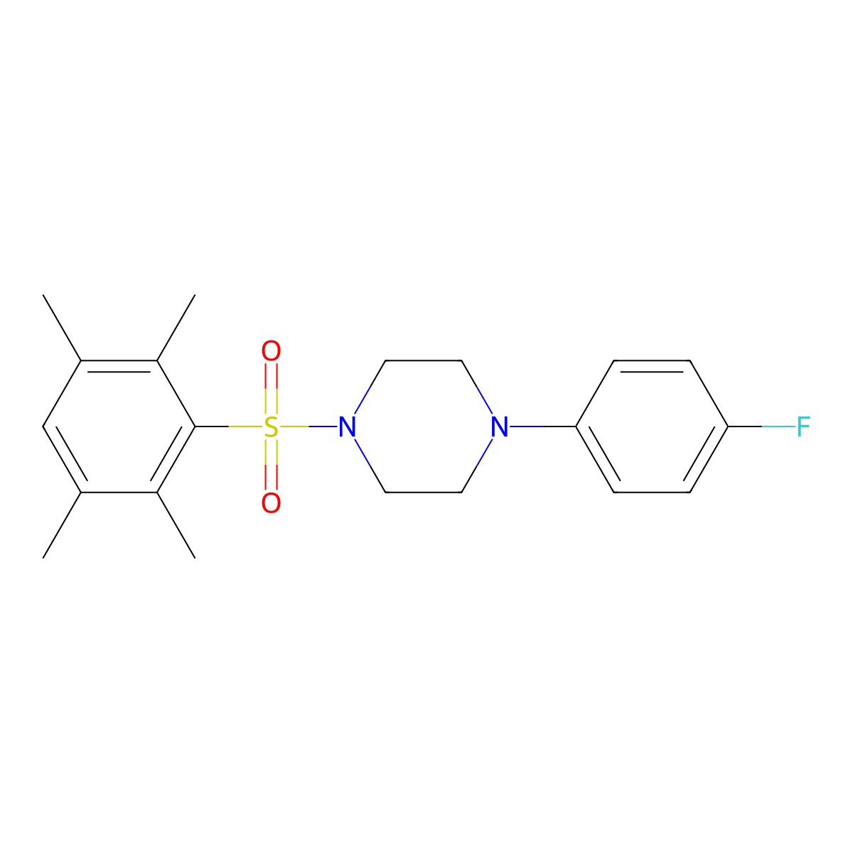 1-(4-Fluorophenyl)-4-[(2,3,5,6-tetramethylphenyl)sulfonyl]piperazine molecular structure, CAS 438234-28-7