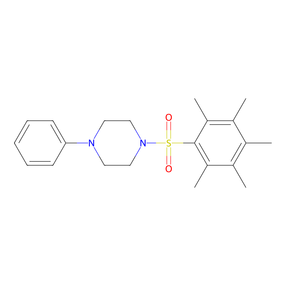 1-[(2,3,4,5,6-Pentamethylphenyl)sulfonyl]-4-phenylpiperazine molecular structure, CAS 438234-35-6