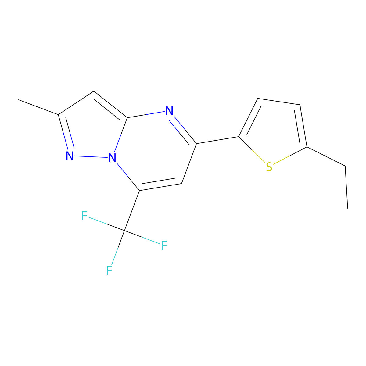 5-(5-Ethylthiophen-2-yl)-2-methyl-7-(trifluoromethyl)pyrazolo[1,5-a]pyrimidine molecular structure, CAS 438234-36-7