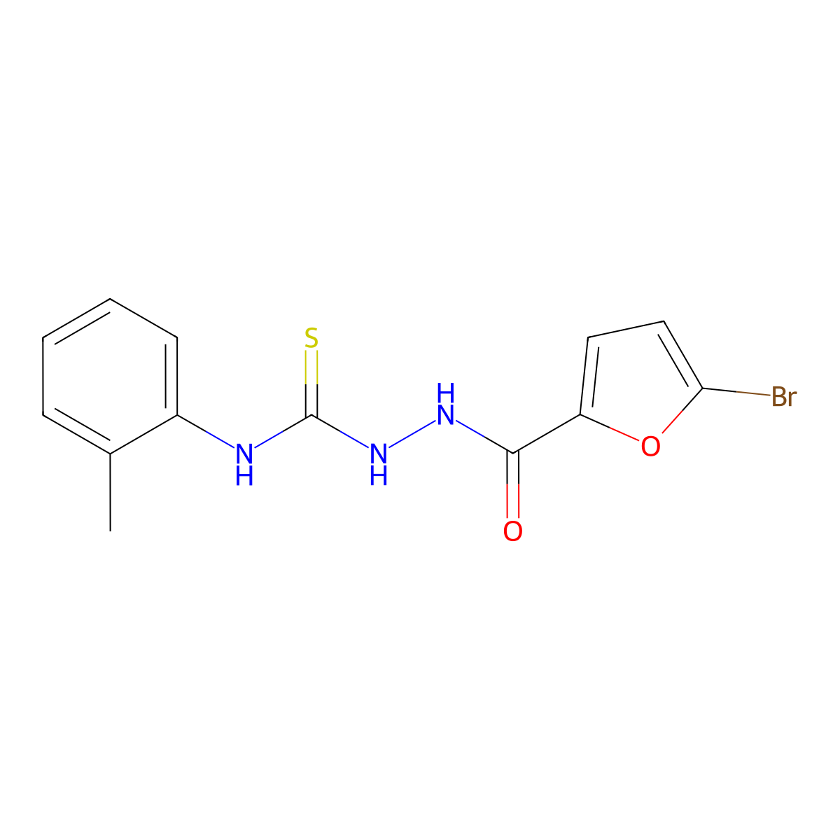 1-[(5-Bromofuran-2-carbonyl)amino]-3-(2-methylphenyl)thiourea molecular structure, CAS 438234-38-9