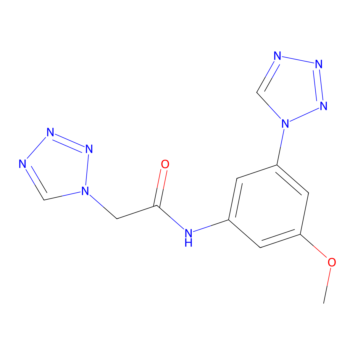 N-[3-methoxy-5-(tetrazol-1-yl)phenyl]-2-(tetrazol-1-yl)acetamide molecular structure, CAS 438234-41-4
