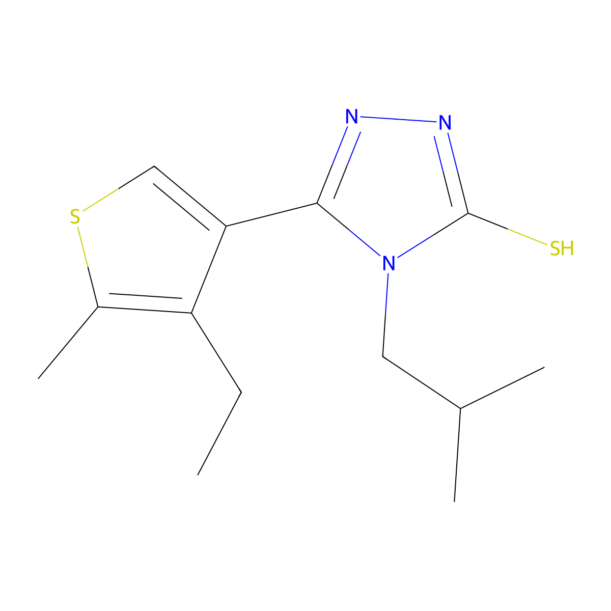 3-(4-ethyl-5-methylthiophen-3-yl)-4-(2-methylpropyl)-1H-1,2,4-triazole-5-thione molecular structure, CAS 438234-43-6