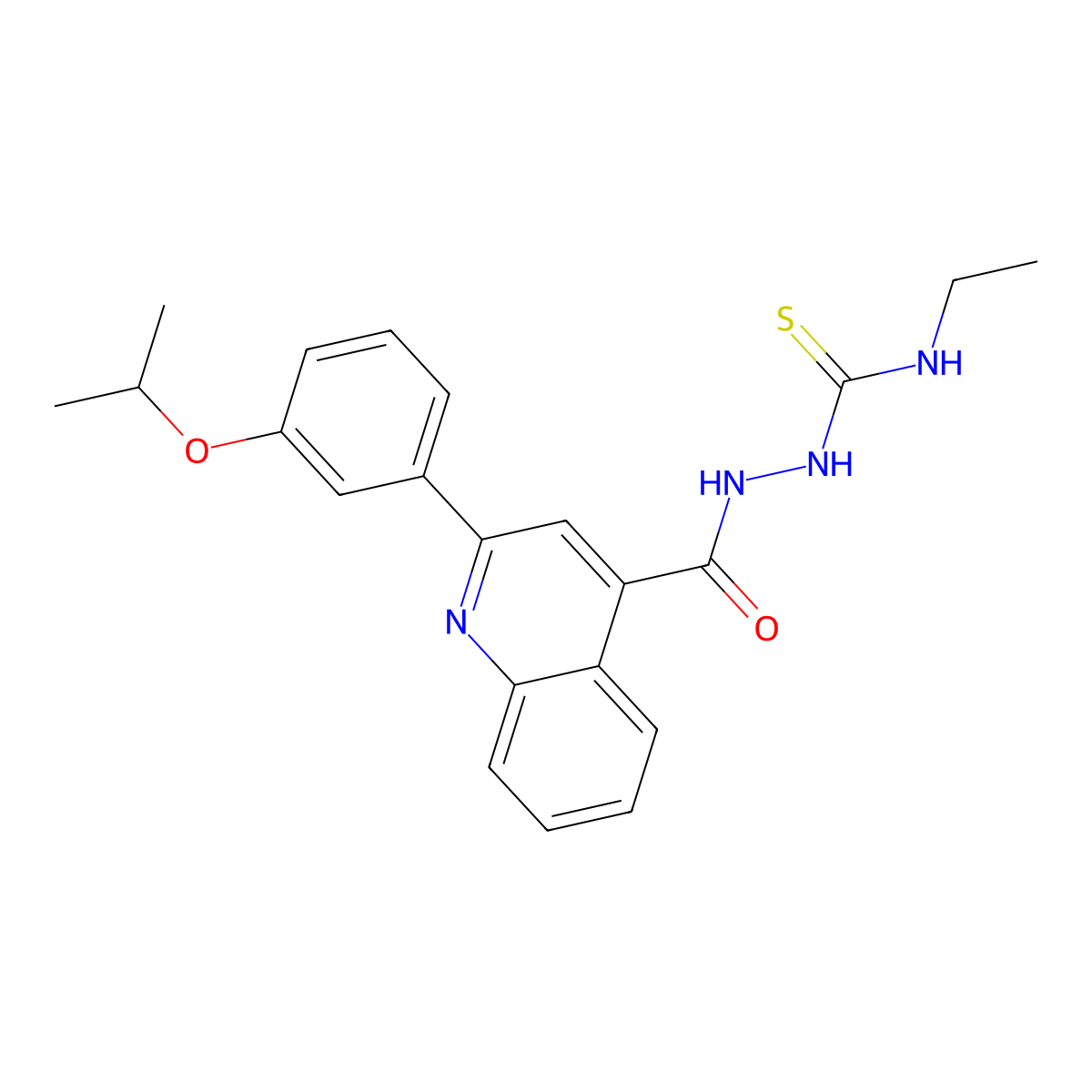 1-Ethyl-3-[[2-(3-propan-2-yloxyphenyl)quinoline-4-carbonyl]amino]thiourea molecular structure, CAS 438234-49-2