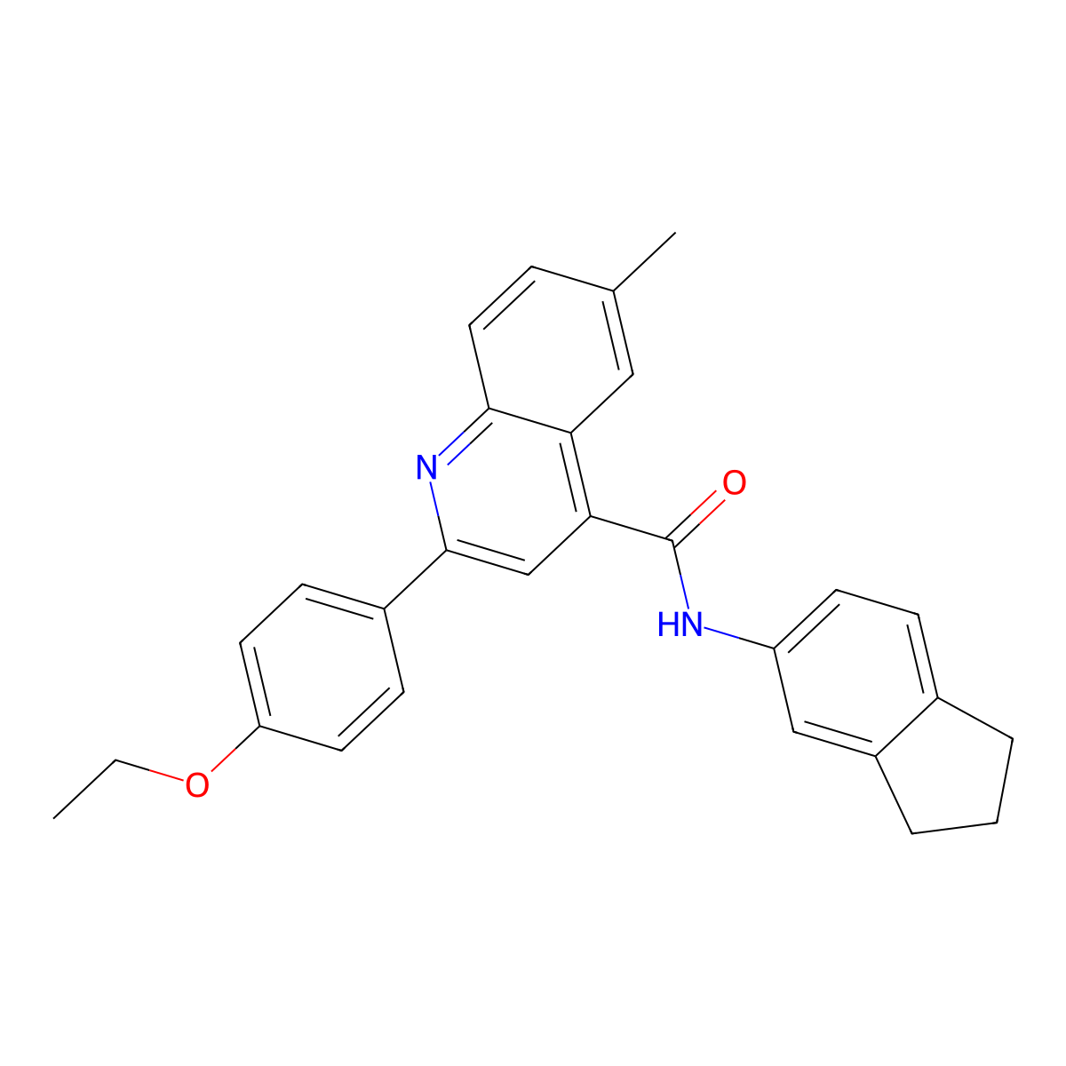 N-(2,3-dihydro-1H-inden-5-yl)-2-(4-ethoxyphenyl)-6-methylquinoline-4-carboxamide molecular structure, CAS 438234-50-5