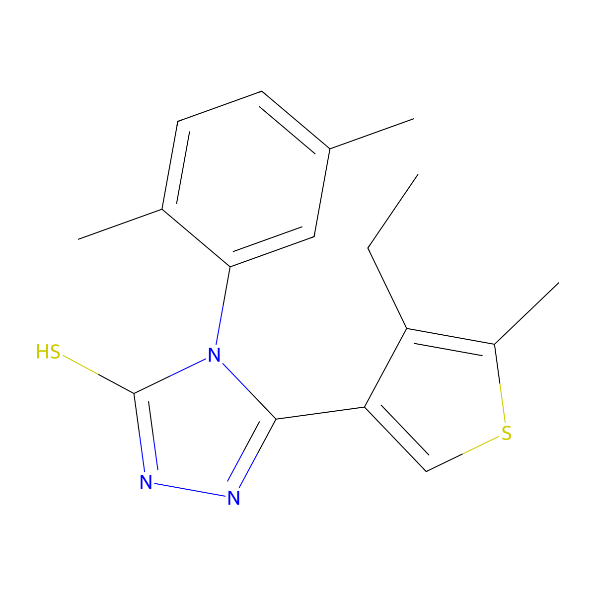 4-(2,5-dimethylphenyl)-5-(4-ethyl-5-methyl-3-thienyl)-4H-1,2,4-triazol-3-yl hydrosulfide molecular structure, CAS 438234-67-4