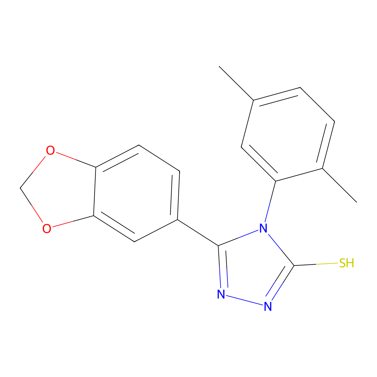 3-(1,3-benzodioxol-5-yl)-4-(2,5-dimethylphenyl)-1H-1,2,4-triazole-5-thione molecular structure, CAS 438234-70-9