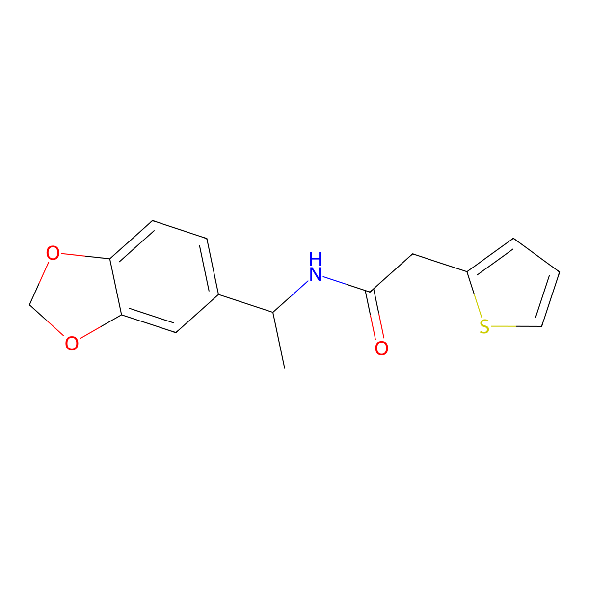 N-[1-(1,3-benzodioxol-5-yl)ethyl]-2-(2-thienyl)acetamide molecular structure, CAS 438234-74-3
