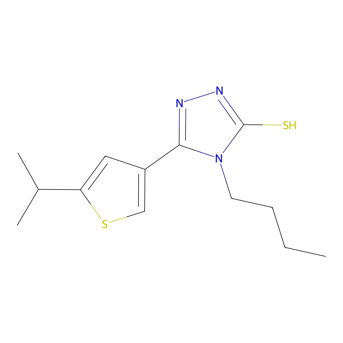 4-butyl-3-(5-propan-2-yl-3-thiophenyl)-1H-1,2,4-triazole-5-thione molecular structure, CAS 438234-78-7