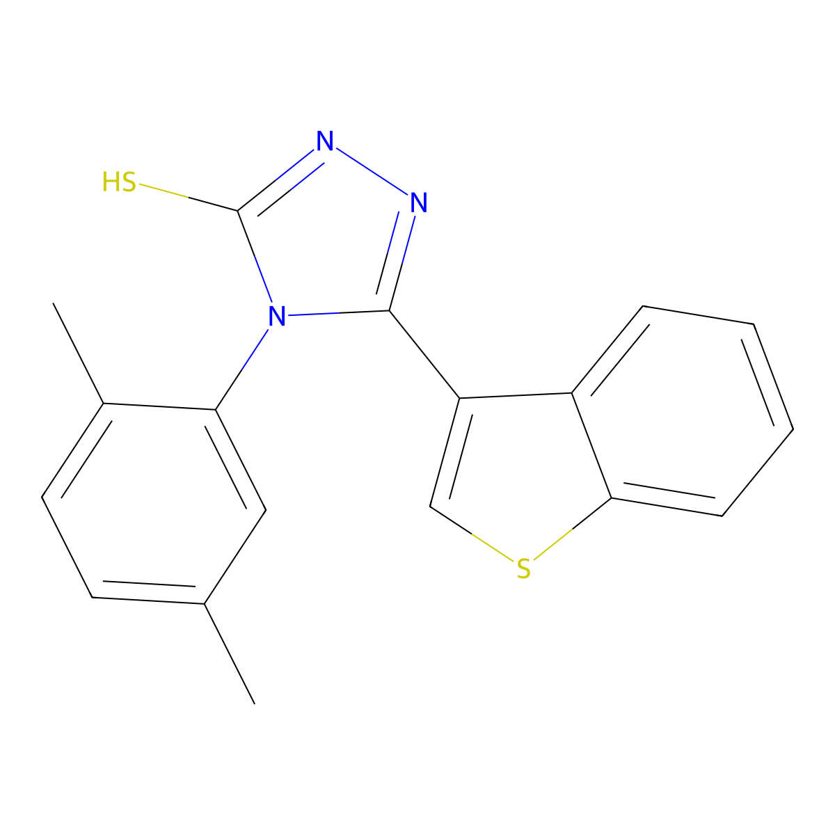 3-(1-benzothiophen-3-yl)-4-(2,5-dimethylphenyl)-1H-1,2,4-triazole-5-thione molecular structure, CAS 438234-84-5