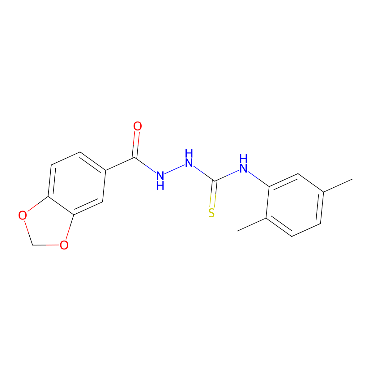 2-(1,3-benzodioxol-5-ylcarbonyl)-N-(2,5-dimethylphenyl)hydrazinecarbothioamide molecular structure, CAS 438234-90-3