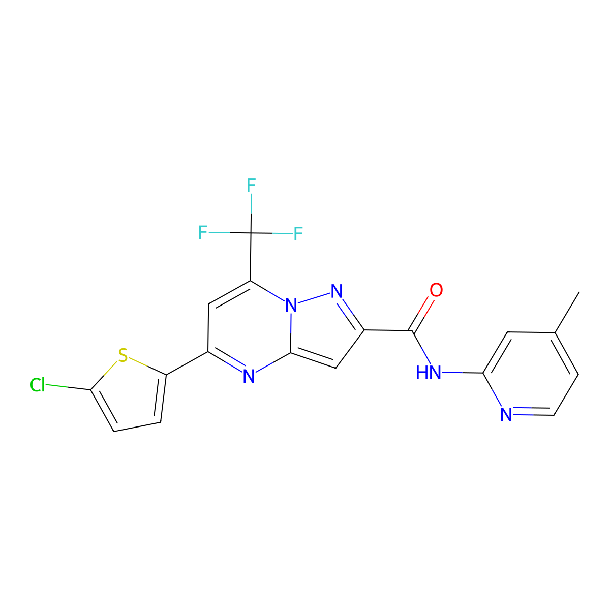 5-(5-chlorothiophen-2-yl)-N-(4-methylpyridin-2-yl)-7-(trifluoromethyl)pyrazolo[1,5-a]pyrimidine-2-carboxamide molecular structure, CAS 438234-91-4