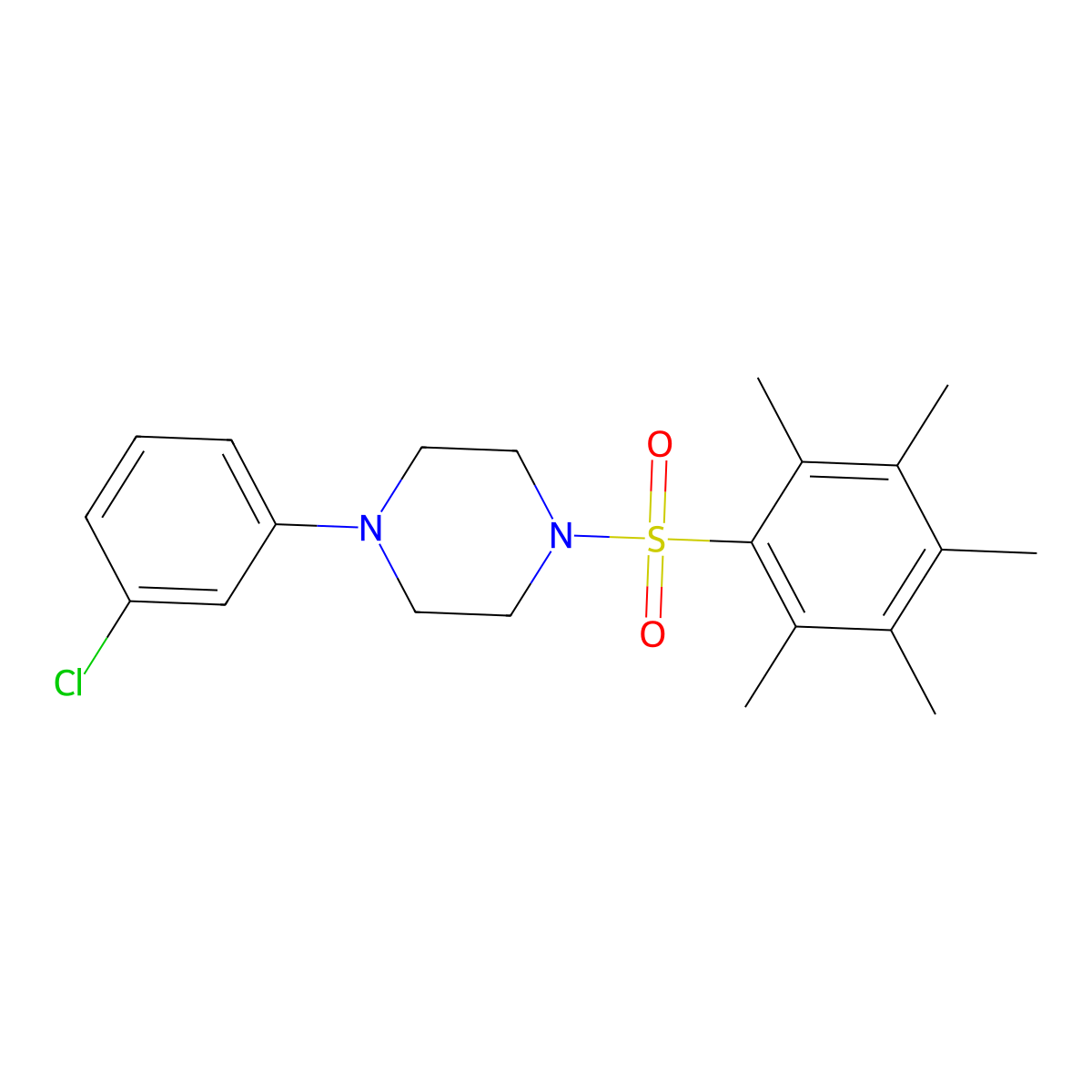 1-(3-Chlorophenyl)-4-(2,3,4,5,6-pentamethylphenyl)sulfonylpiperazine molecular structure, CAS 438234-94-7