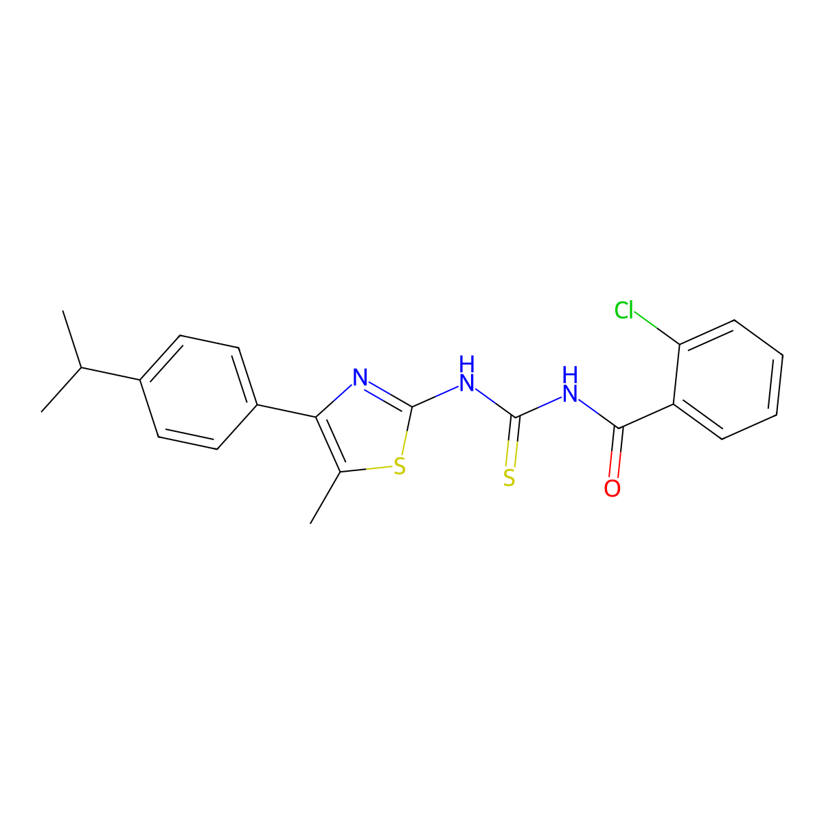 N-(2-chlorobenzoyl)-N'-[4-(4-isopropylphenyl)-5-methyl-1,3-thiazol-2-yl]thiourea molecular structure, CAS 438234-97-0