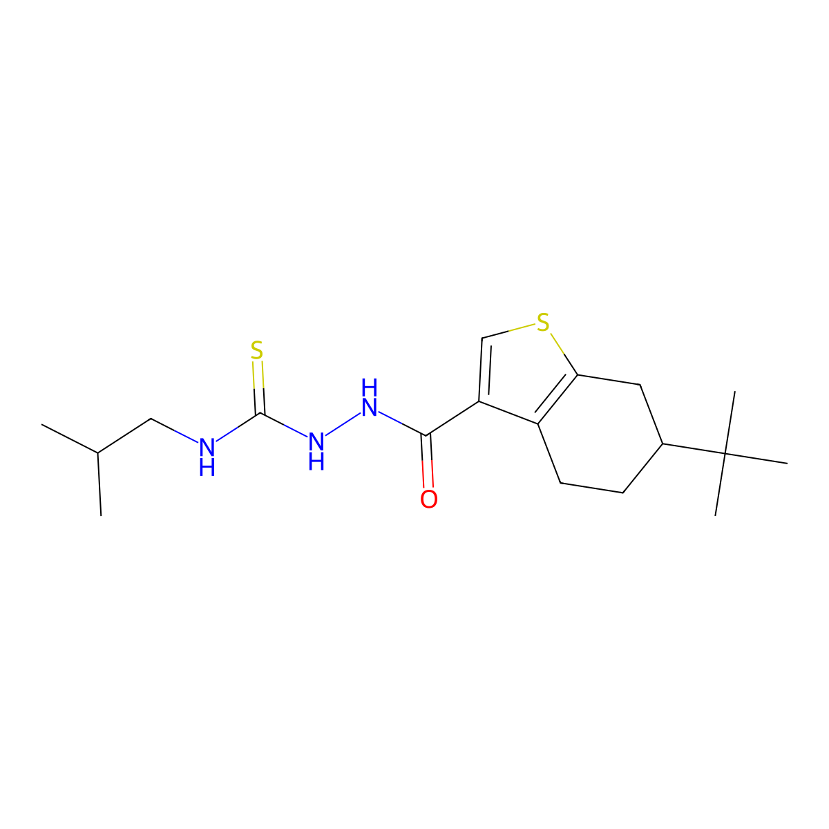 2-[(6-tert-butyl-4,5,6,7-tetrahydro-1-benzothiophen-3-yl)carbonyl]-N-(2-methylpropyl)hydrazinecarbothioamide molecular structure, CAS 438235-10-0